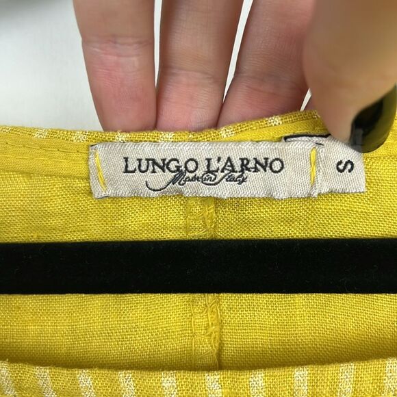 Lungo L'Arno Yellow Striped 100% Linen Tunic Top Women's Size Small - Picture 10 of 10